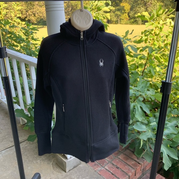 EUC Spyder Waffle Knit Full Zip Hooded Womens Jacket EUC Sz M - Picture 2 of 11